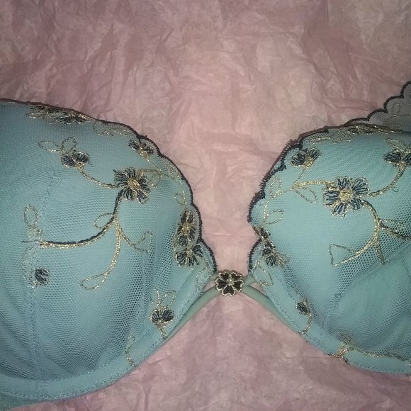 Victoria's Secret Angels Light Blue Embroidered Push-Up Bra 34B - Picture 2 of 4
